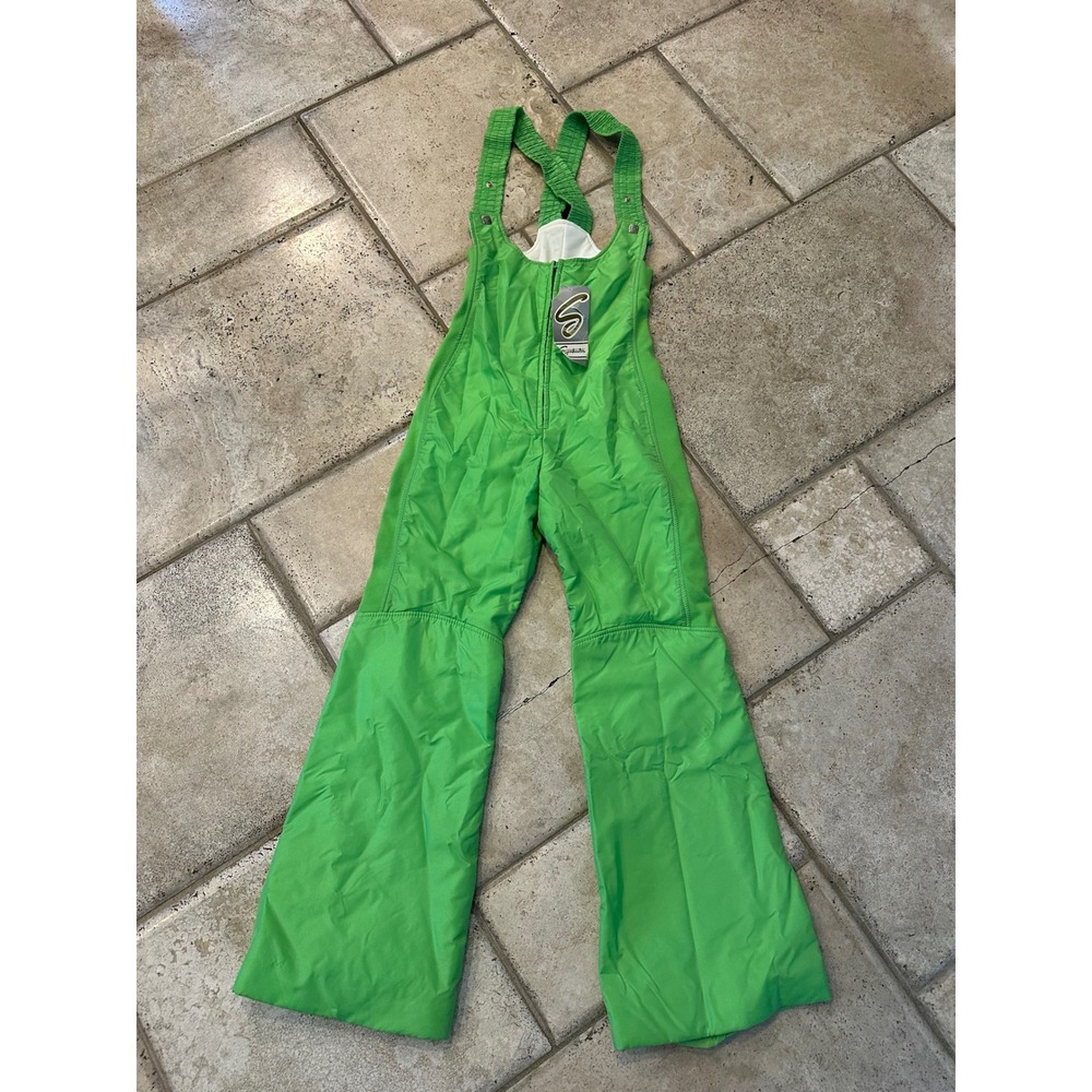 Green Snow Bib Pants with Adjustable Straps